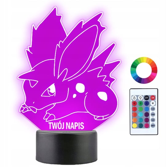 Lampka Nocna Dla Dzieci Pokemon Nidoran Prezent Twój Napis Imię 3D LED Plexido