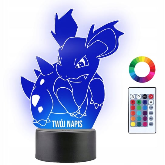 Lampka Nocna Dla Dzieci Pokemon Nidorino Prezent Twój Napis Imię 3D LED Plexido