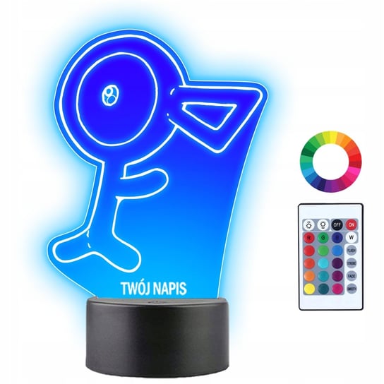 Lampka Nocna Dla Dzieci Pokemon Unown Prezent Twój Napis Imię 3D LED Plexido