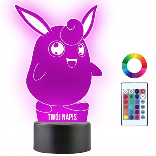Lampka Nocna Dla Dzieci Pokemon Wigglytuff Prezent Twój Napis Imię 3D LED Plexido