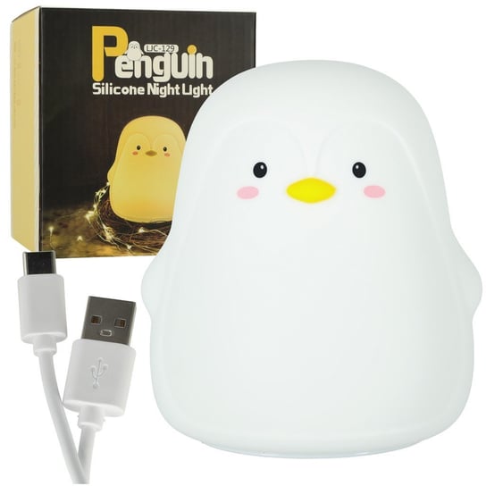 Lampka nocna dla dzieci silikonowa LED biała pingwinek Inna marka