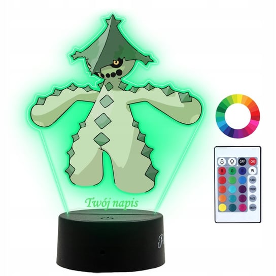 Lampka Nocna Dla Dzieci Z Nadrukiem Cacturne Pokemon Prezent Imię 3D LED Plexido