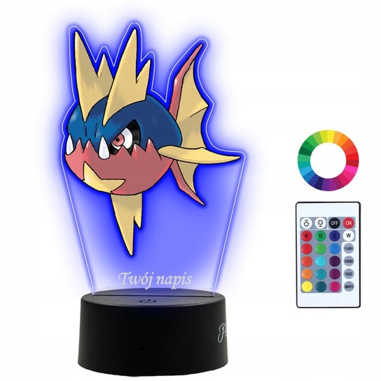 Lampka Nocna Dla Dzieci Z Nadrukiem Carvanha Pokemon Prezent Imię 3D LED Plexido