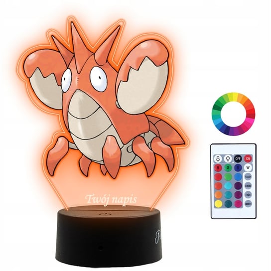 Lampka Nocna Dla Dzieci Z Nadrukiem Corphish Pokemon Prezent Imię 3D LED Plexido