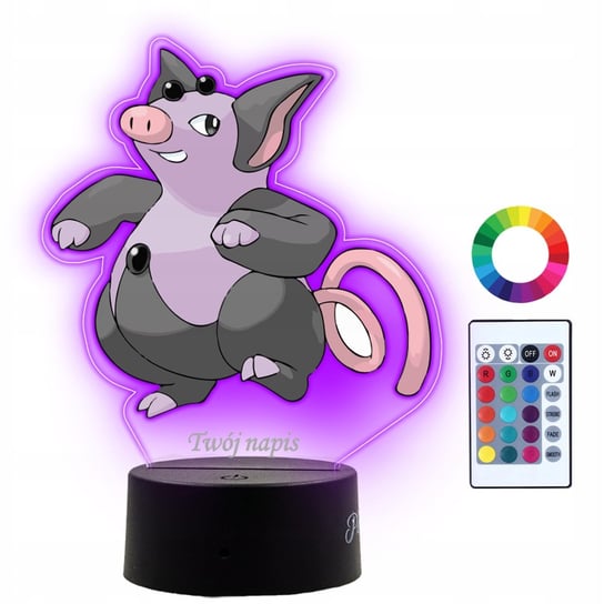 Lampka Nocna Dla Dzieci Z Nadrukiem Grumpig Pokemon Prezent Imię 3D LED Plexido