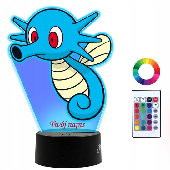 Lampka Nocna Dla Dzieci Z Nadrukiem Horsea Pokemon Prezent Imię 3D LED Plexido