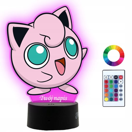 Lampka Nocna Dla Dzieci Z Nadrukiem Jigglypuff Pokemon Prezent Imię 3D LED Plexido