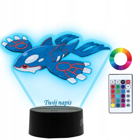 Lampka Nocna Dla Dzieci Z Nadrukiem Kyogre Pokemon Prezent Imię 3D LED Plexido