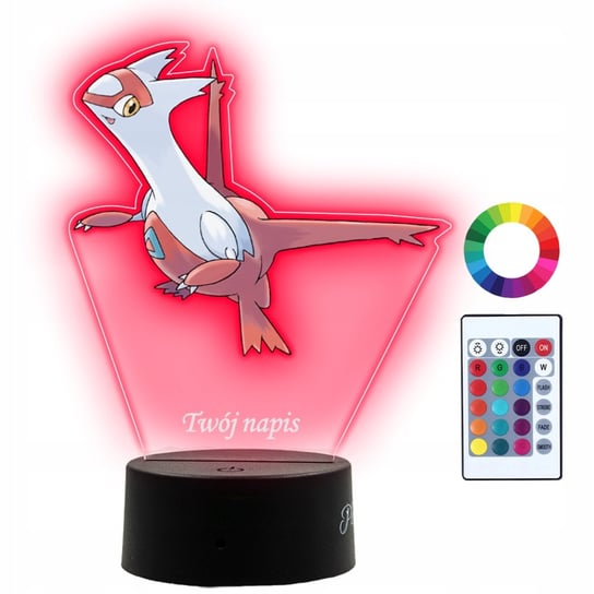 Lampka Nocna Dla Dzieci Z Nadrukiem Latias Pokemon Prezent Imię 3D LED Plexido