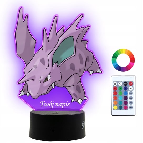 Lampka Nocna Dla Dzieci Z Nadrukiem Nidorino Pokemon Prezent Imię 3D LED Plexido