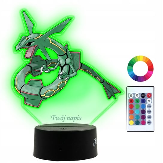 Lampka Nocna Dla Dzieci Z Nadrukiem Rayquaza Pokemon Prezent Imię 3D LED Plexido