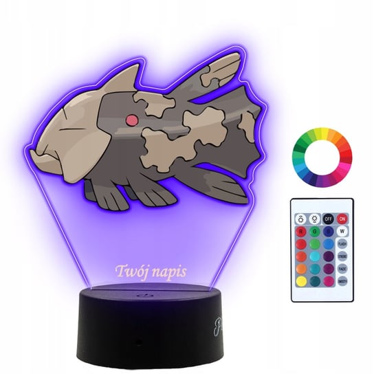 Lampka Nocna Dla Dzieci Z Nadrukiem Relicanth Pokemon Prezent Imię 3D LED Plexido