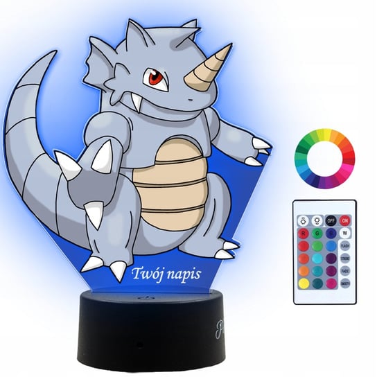 Lampka Nocna Dla Dzieci Z Nadrukiem Rhydon Pokemon Prezent Imię 3D LED Plexido