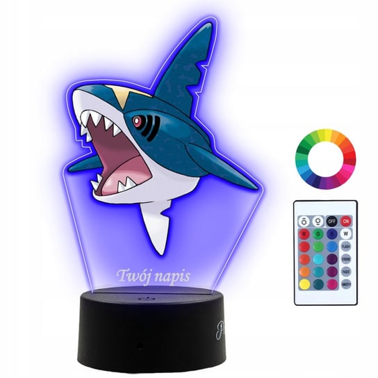Lampka Nocna Dla Dzieci Z Nadrukiem Sharpedo Pokemon Prezent Imię 3D LED Plexido