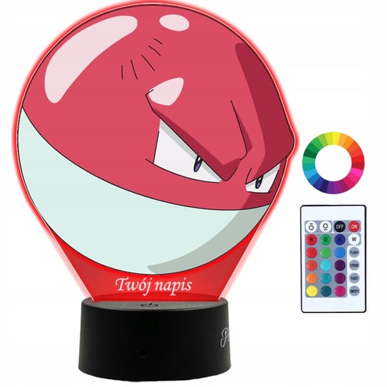 Lampka Nocna Dla Dzieci Z Nadrukiem Voltorb Pokemon Prezent Imię 3D LED Plexido