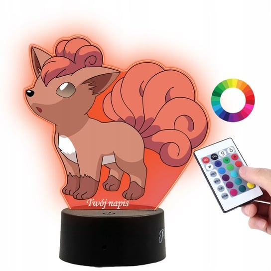 Lampka Nocna Dla Dzieci Z Nadrukiem Vulpix Pokemon Prezent Imię 3D LED Plexido