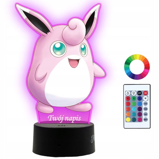 Lampka Nocna Dla Dzieci Z Nadrukiem Wigglytuff Pokemon Prezent Imię 3D LED Plexido