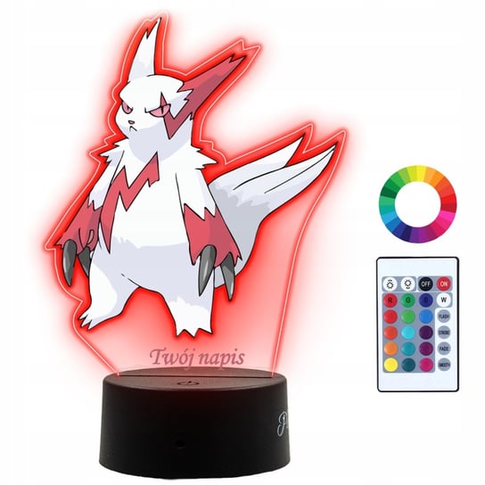 Lampka Nocna Dla Dzieci Z Nadrukiem Zangoose Pokemon Prezent Imię 3D LED Plexido