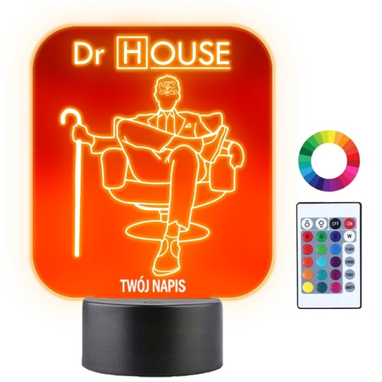 Lampka Nocna Dr House Fotel Lineart Laska Prezent Twój Napis Grawer 3D LED Plexido