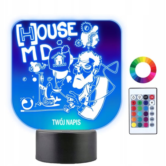 Lampka Nocna Dr House Rysunek Prezent Twój Napis Imię Grawer 3D LED Plexido