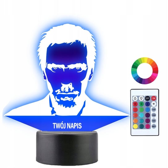 Lampka Nocna Dr House Twarz Profil Prezent Twój Napis Imię Grawer 3D LED Plexido