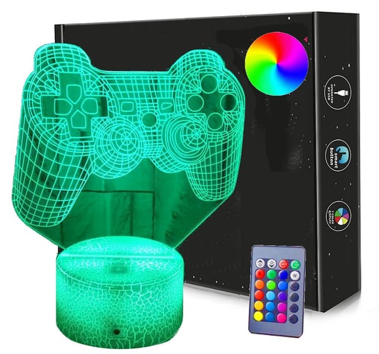 Lampka nocna GAMEPAD PLAYSTATION 3D Led USB / BATERIE + PILOT RGB Inna marka
