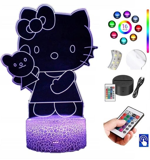 Lampka Nocna Hello Kitty 16 Kolorów LED PLEXIDO Plexido