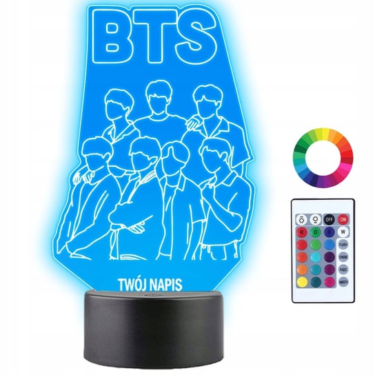 Lampka Nocna LED 3D BTS Zespół K-pop Prezent 16 kolorów Plexido