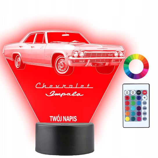 Lampka Nocna LED 3D Chevrolet Impala Samochód Twój Napis Imię Grawer Plexido