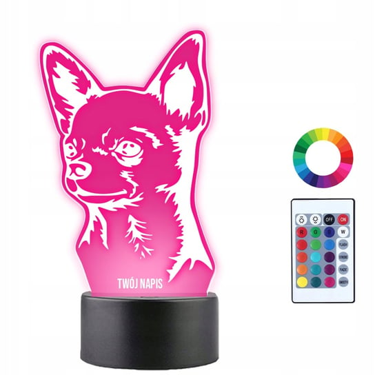 Lampka Nocna LED 3D Chihuahua Pies Piesek Prezent Twój Napis Imię Grawer Plexido