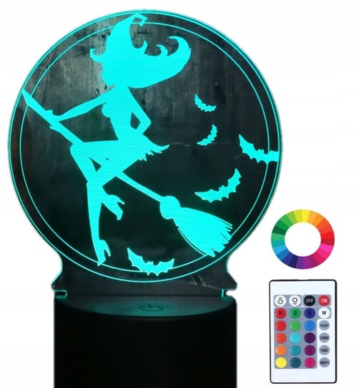 Lampka Nocna LED 3D Czarownica Halloween Plexido