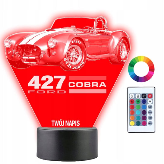 Lampka Nocna LED 3D Ford Cobra Auto Samochód Prezent Twój Napis Imię Grawer Plexido