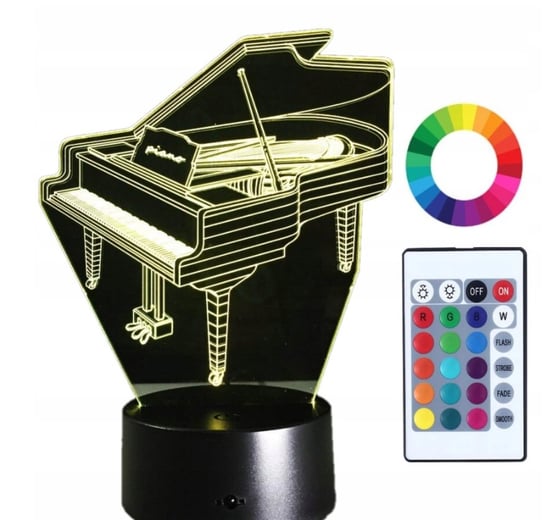 Lampka Nocna Led 3D Fortepian Instrument Grawer Plexido