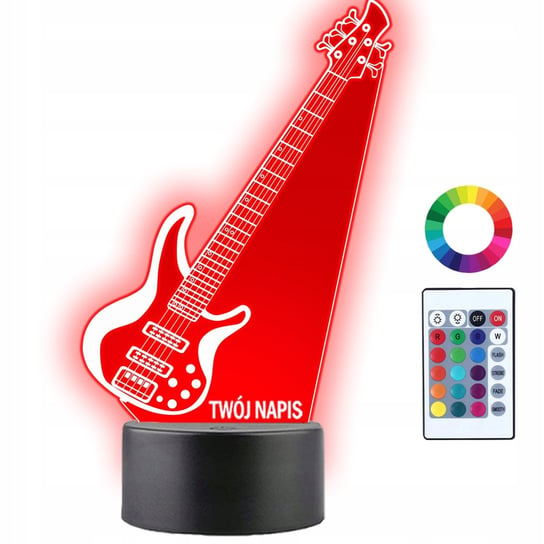 Lampka Nocna LED 3D Gitara Elektryczna Bas Muzyka Prezent Twój Napis Grawer Plexido