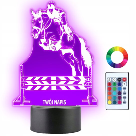 Lampka Nocna LED 3D Jeździectwo Jazda Konna Prezent Twój Napis Imię Grawer Plexido
