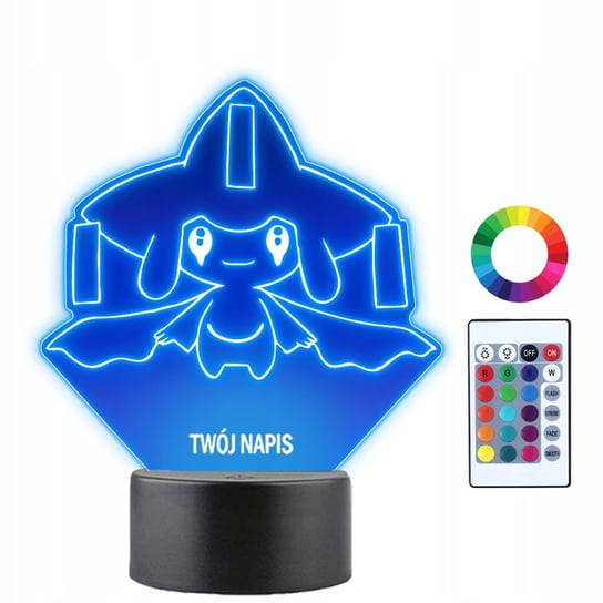 Lampka Nocna LED 3D Jirachi Pokemon Go Anime Prezent Twój Napis Grawer Plexido