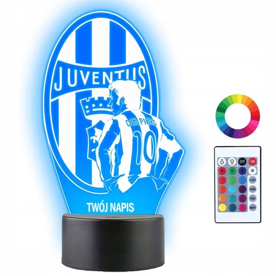 Lampka Nocna LED 3D Juventus Del Piero 10 Twój Napis imię Grawer Prezent Plexido