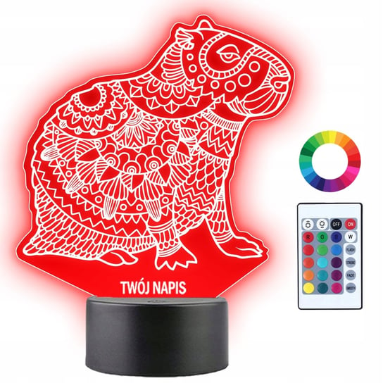 Lampka Nocna LED 3D Kapibara Gryzoń Prezent 16 kolorów Plexido