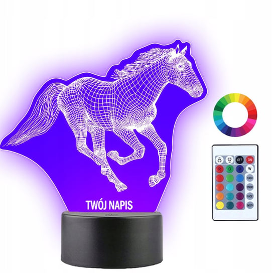Lampka Nocna LED 3D Koń Konik Prezent 16 kolorów Plexido
