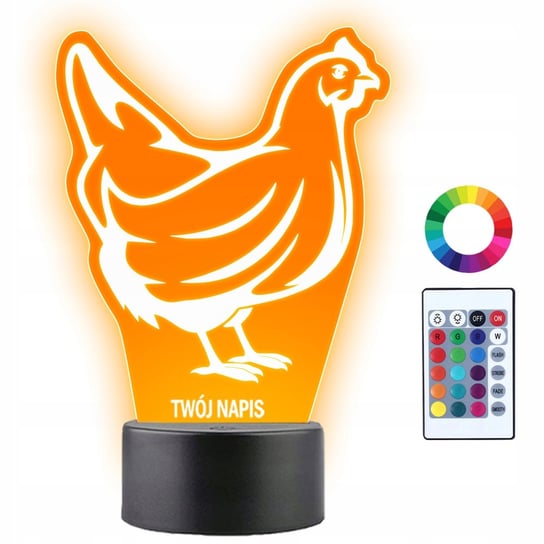 Lampka Nocna LED 3D Kura Ptak Prezent 16 kolorów Plexido