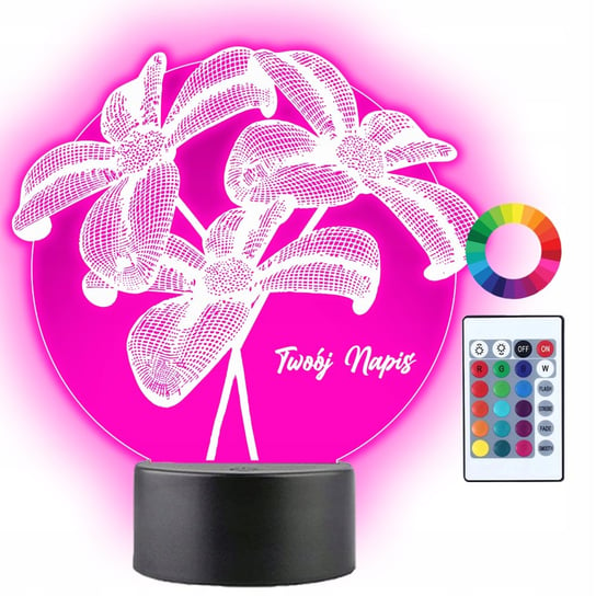 Lampka Nocna LED 3D Kwiaty Kwiatki Kompozycja Kwiatowa Twój Napis Grawer Plexido