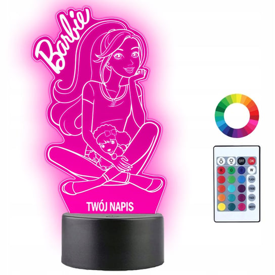 Lampka Nocna LED 3D Lalka Barbie Film Prezent Twój Napis Imię Grawer Plexido
