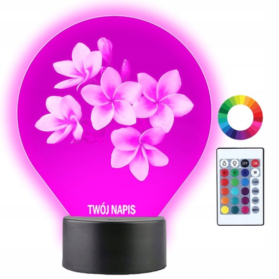 Lampka Nocna LED 3D Pulmeria Kwiat Prezent Twój Napis Imię Grawer Plexido