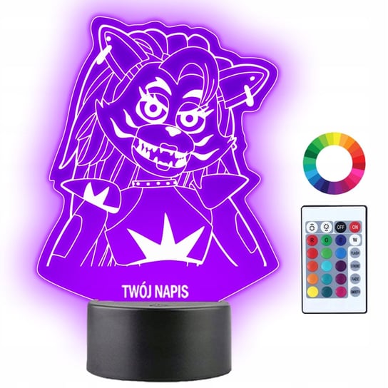 Lampka Nocna LED 3D Roxie Fnaf Security Breach Prezent Twój Napis Grawer Plexido