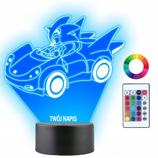 Lampka Nocna LED 3D Sonic w Aucie Gra Prezent Twój Napis Imię Grawer Plexido
