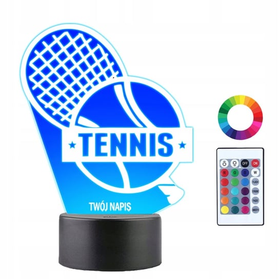Lampka Nocna LED 3D Tenis Ziemny Rakieta Do Tenisa Prezent Twój Napis Imię Plexido