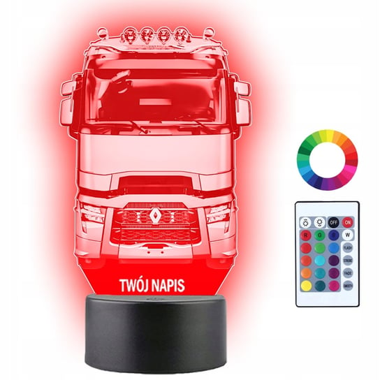 Lampka Nocna LED 3D TIR Renault Ciężarówka Prezent Twój Napis Imię Grawer Plexido