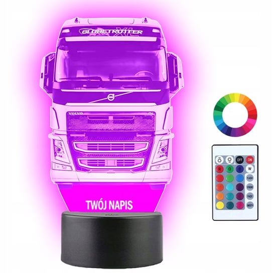 Lampka Nocna LED 3D TIR Volvo Ciężarówka Prezent Twój Napis Imię Grawer Plexido
