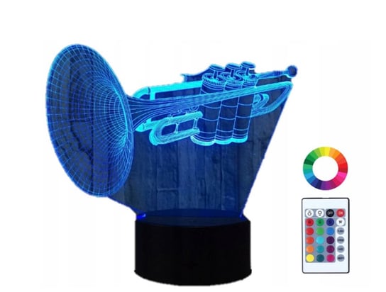 Lampka Nocna LED 3D Trąbka Instrument Grawer Imię Plexido
