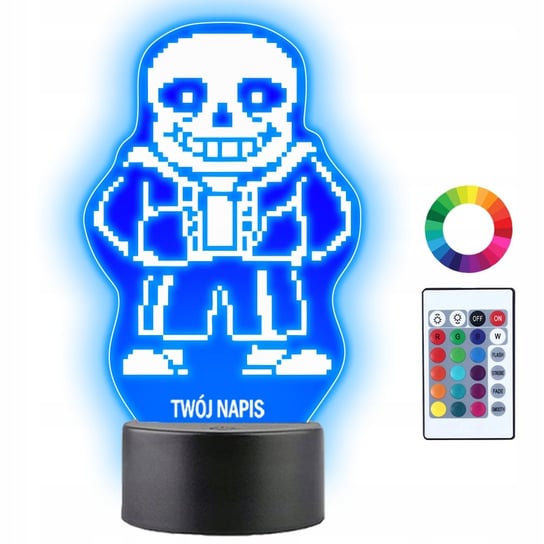 Lampka Nocna LED 3D Undertale W.D Gaster Sans Prezent Twój Napis Grawer Plexido